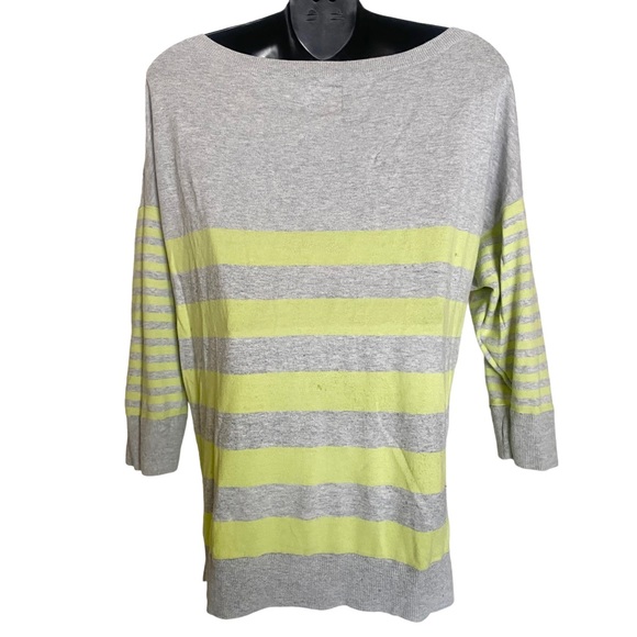 American Eagle Striped Wide Neck Gray Lime Green Sweater L - Picture 4 of 9